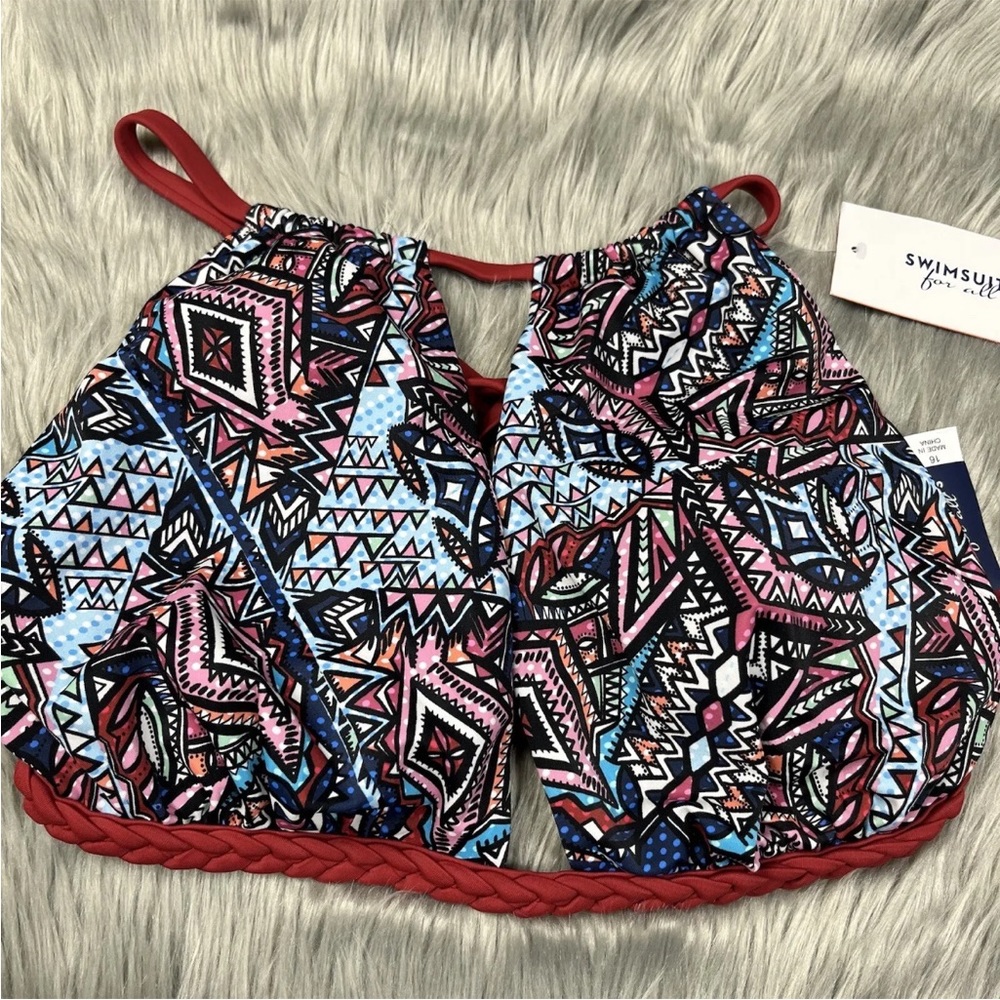 Swimsuits For All Multicolored Braided Swim Bikini Top Size 16